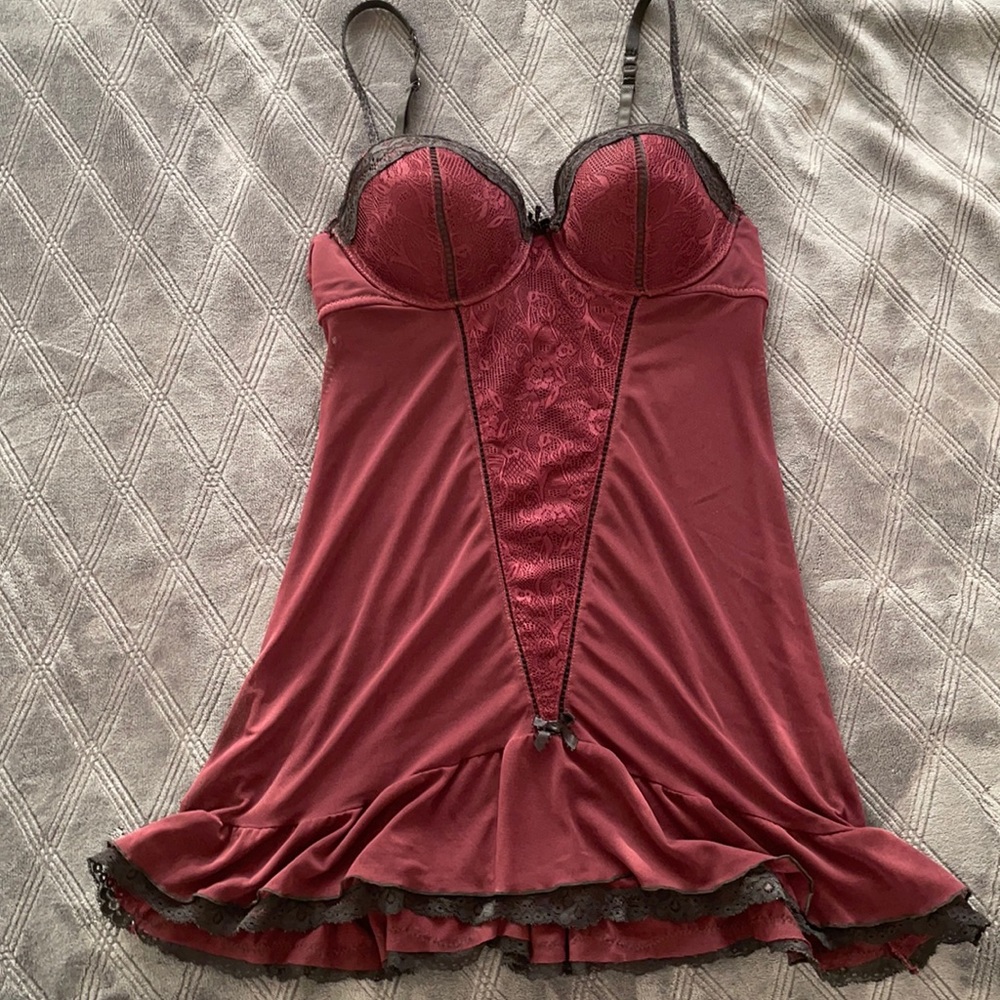 Sheer Burgundy Lace Lingerie